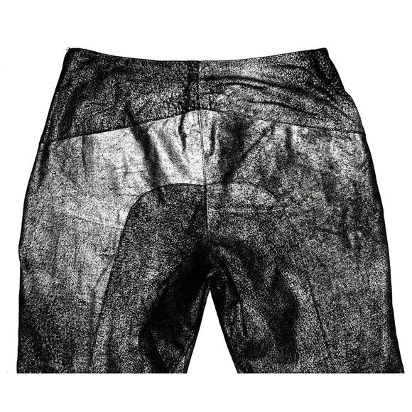 B2 NWT ORDINARY PEOPLE Black Metallic Suede Side Zip Hi Rise Pants Size 12 $615 - Picture 4 of 9